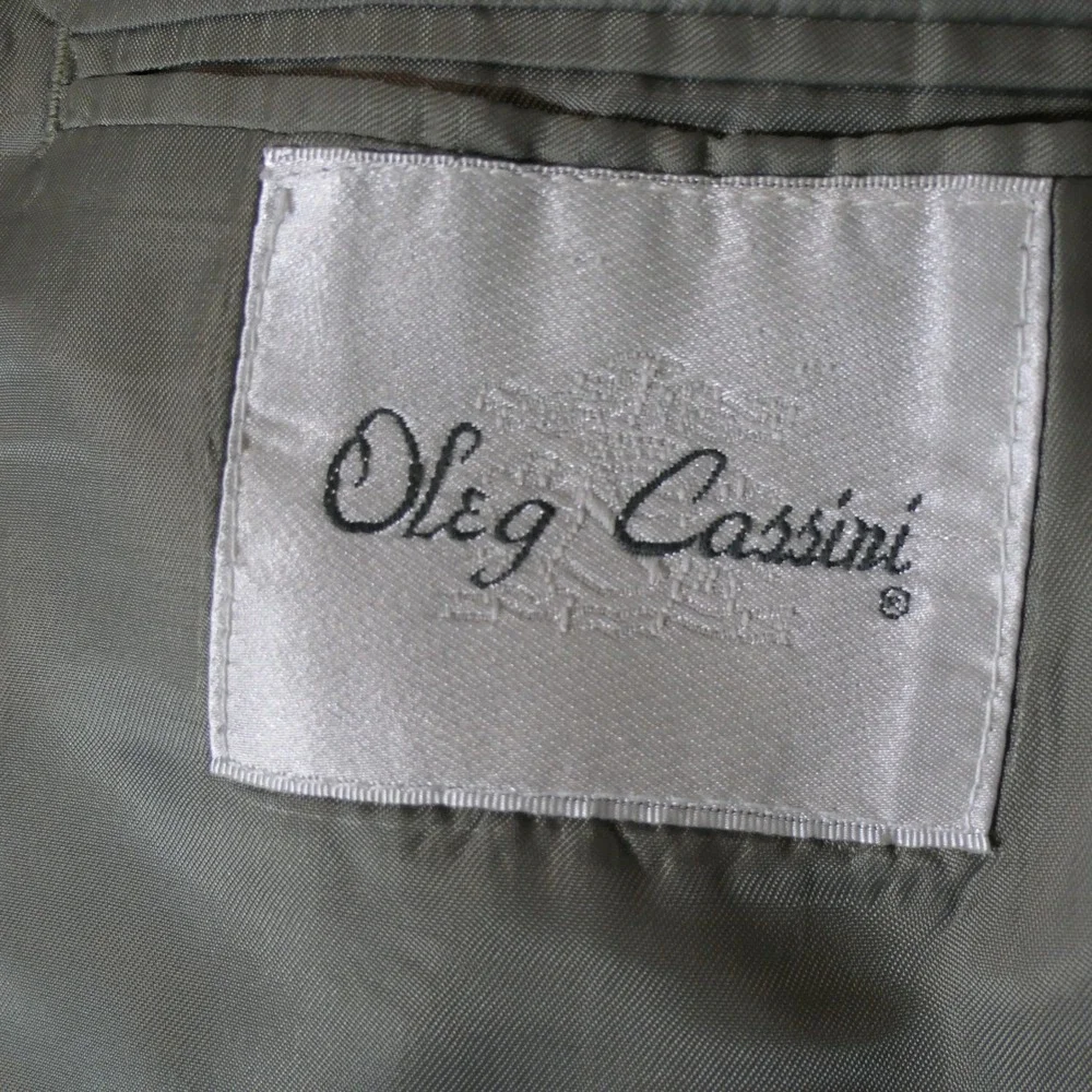 Oleg Cassini Mens Suit 43R Olive Green Wool Pleated Pants Dark Academia Earthy